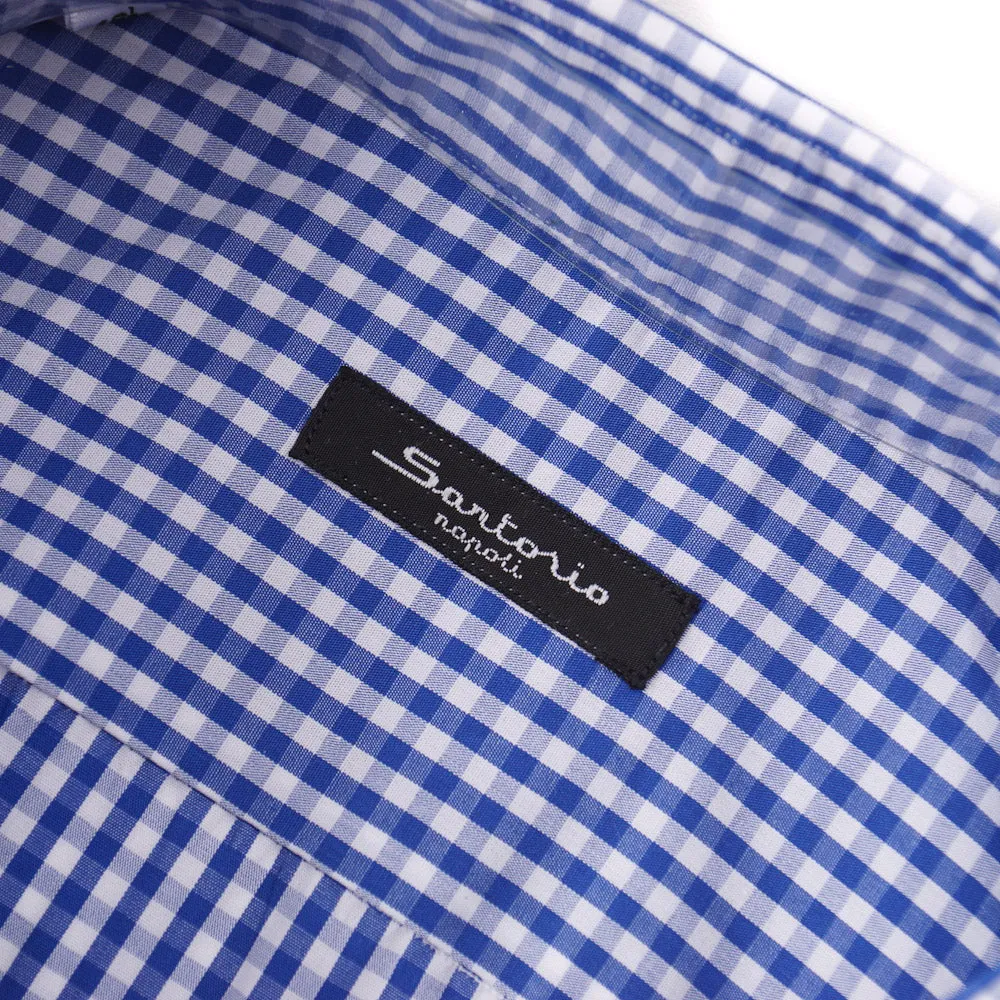 Sartorio Cotton Shirt in Blue Gingham Check