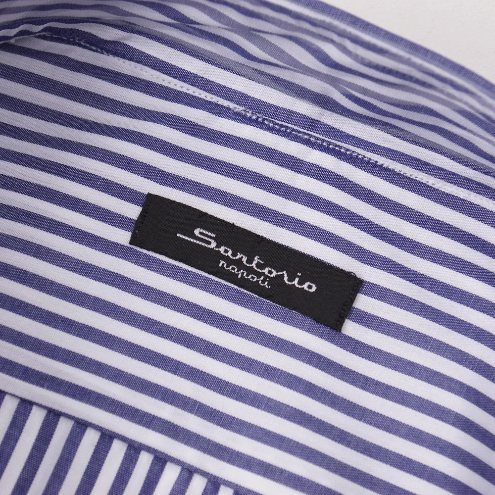 Sartorio Cotton Shirt in Navy Blue Bengal Stripe