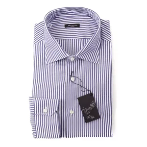 Sartorio Cotton Shirt in Navy Blue Bengal Stripe