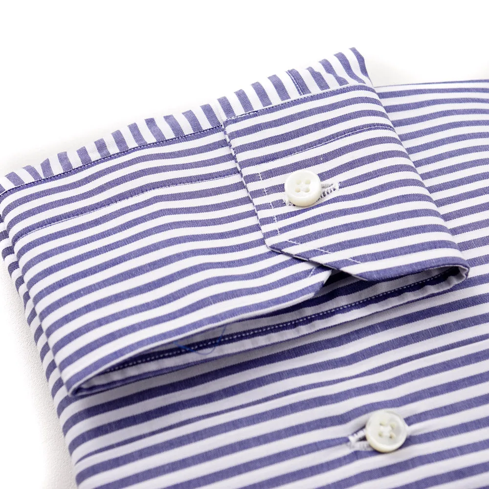 Sartorio Cotton Shirt in Navy Blue Bengal Stripe