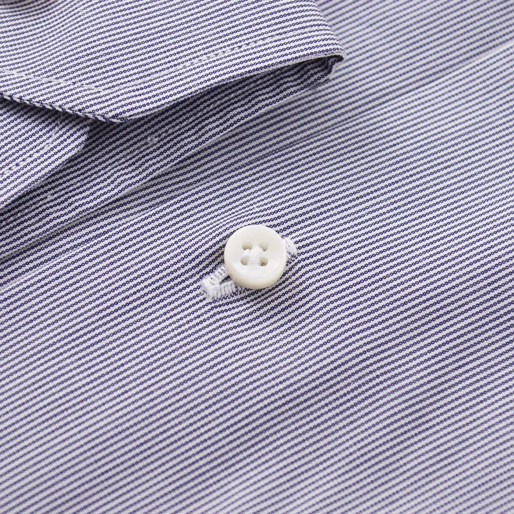 Sartorio Cotton Shirt in Navy Blue Micro Stripe