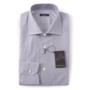 Sartorio Cotton Shirt in Navy Blue Micro Stripe