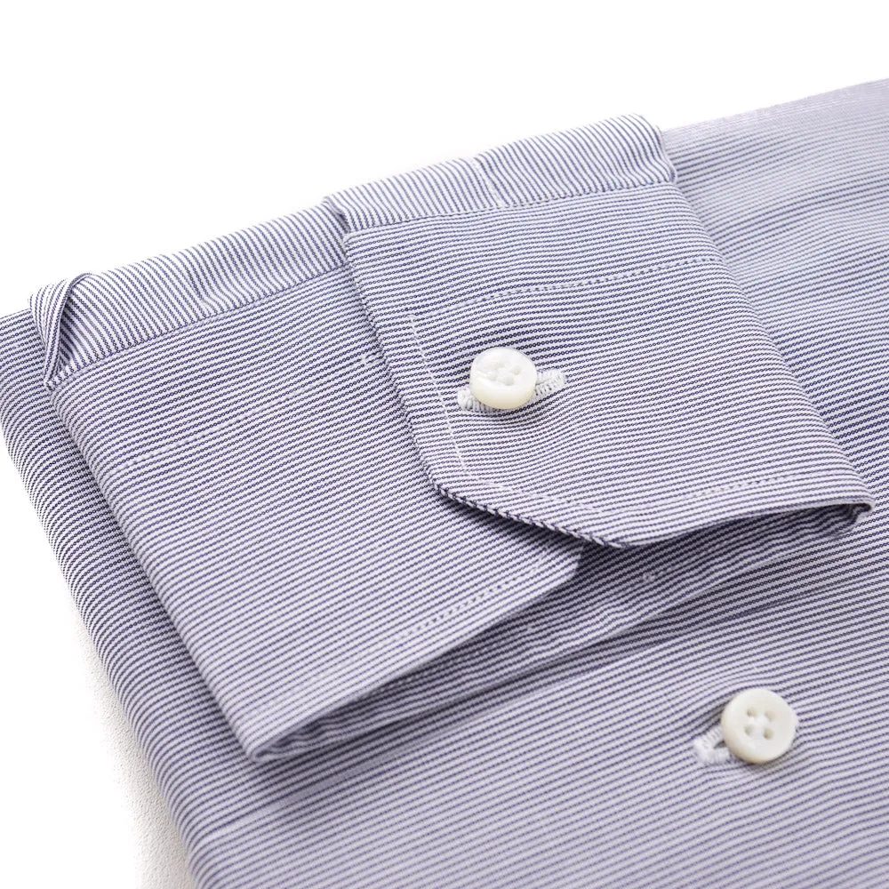 Sartorio Cotton Shirt in Navy Blue Micro Stripe