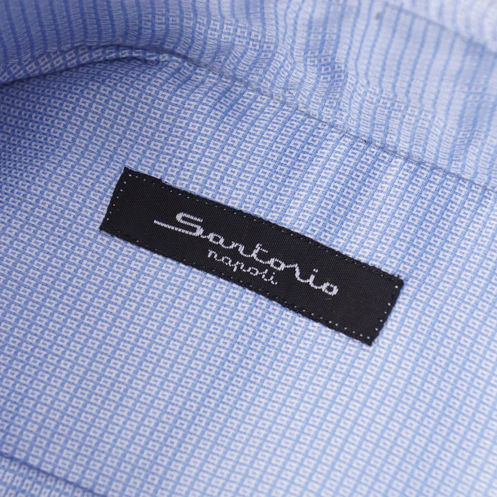 Sartorio Cotton Shirt in Patterned Sky Blue