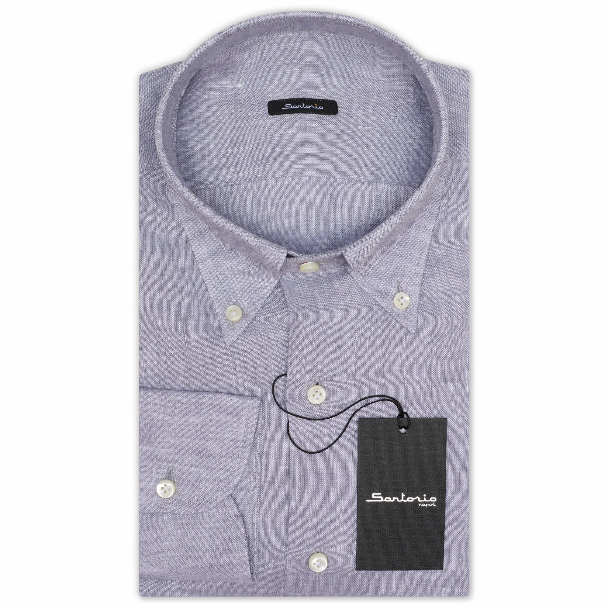 SARTORIO Napoli by KITON Levander Linen Button-Down Casual Shirt NEW