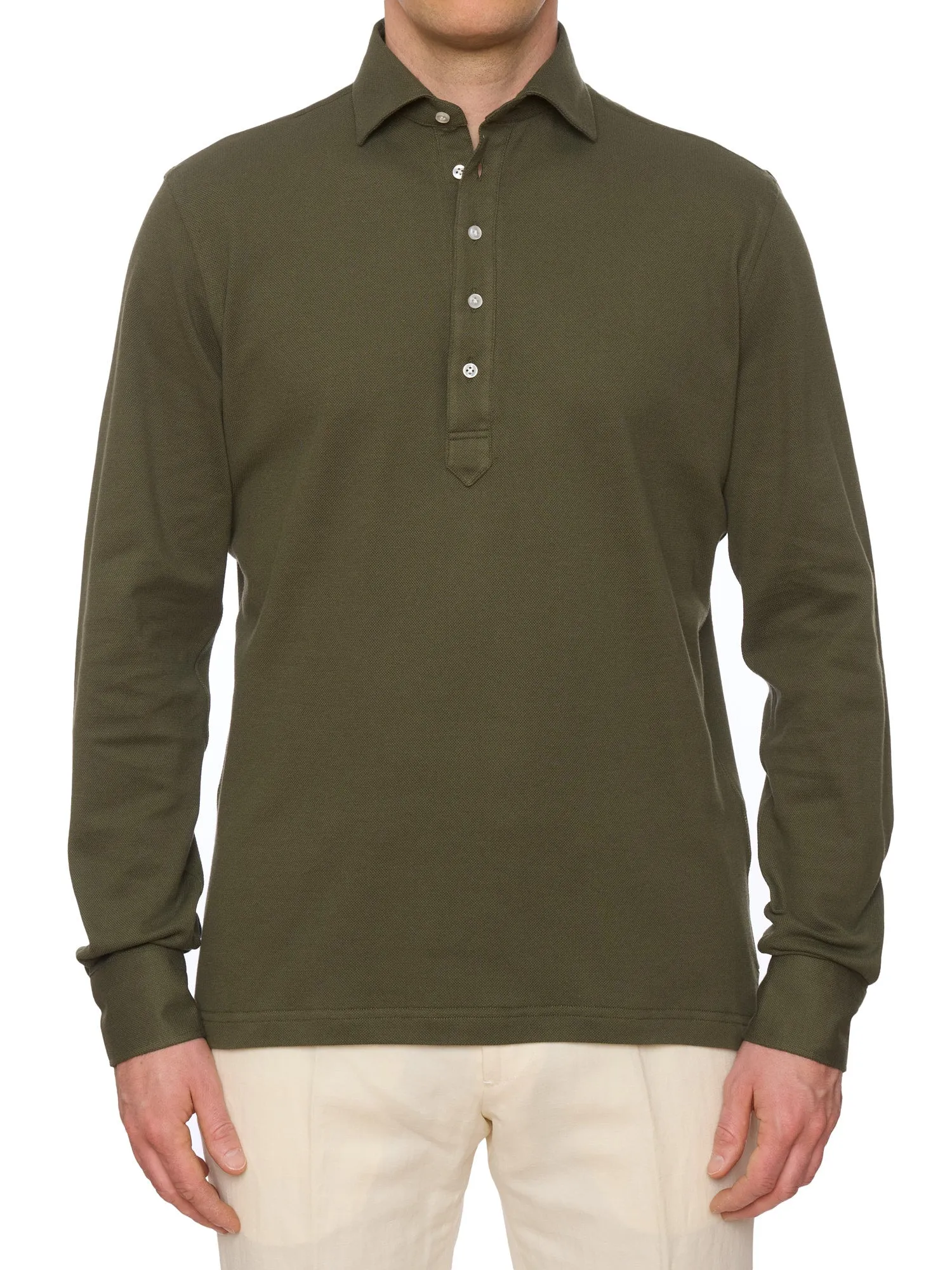 SARTORIO Napoli by KITON Olive Green Cotton Pique Polo Shirt NEW