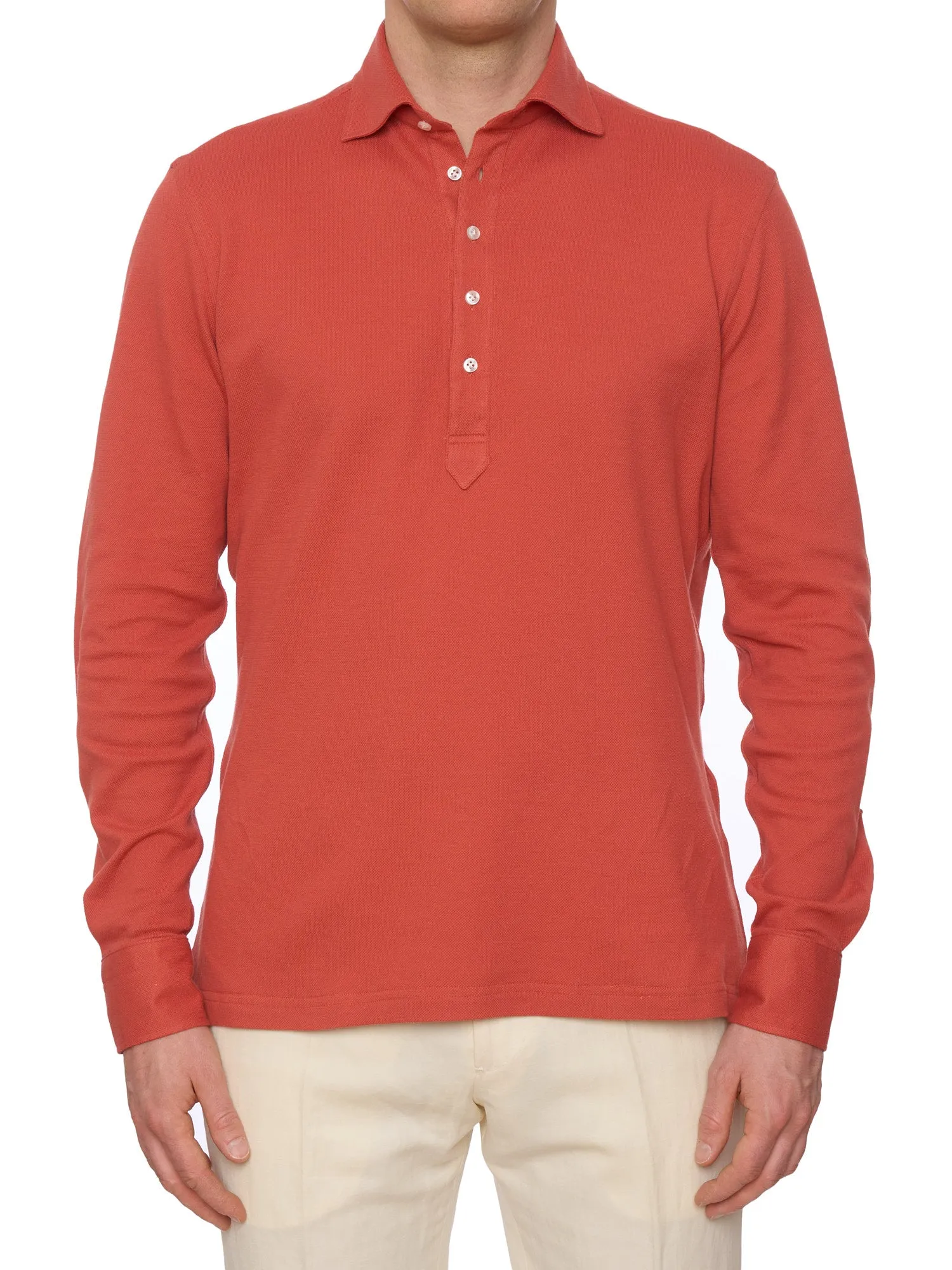 SARTORIO Napoli by KITON Terracotta Cotton Pique Polo Shirt NEW
