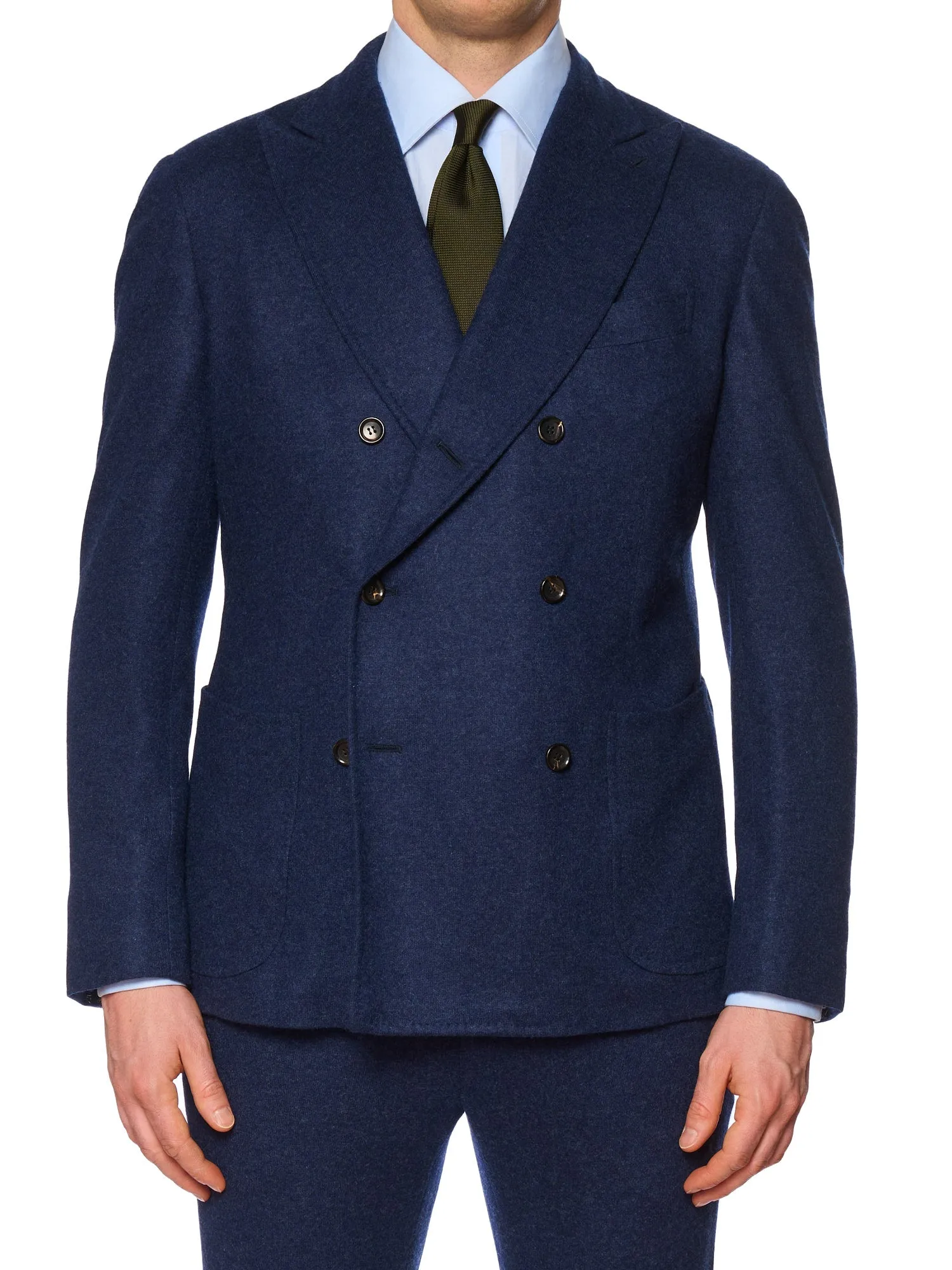 STILE LATINO Handmade Blue Flannel Cashmere DB Suit EU 52 NEW US 42 Emilio
