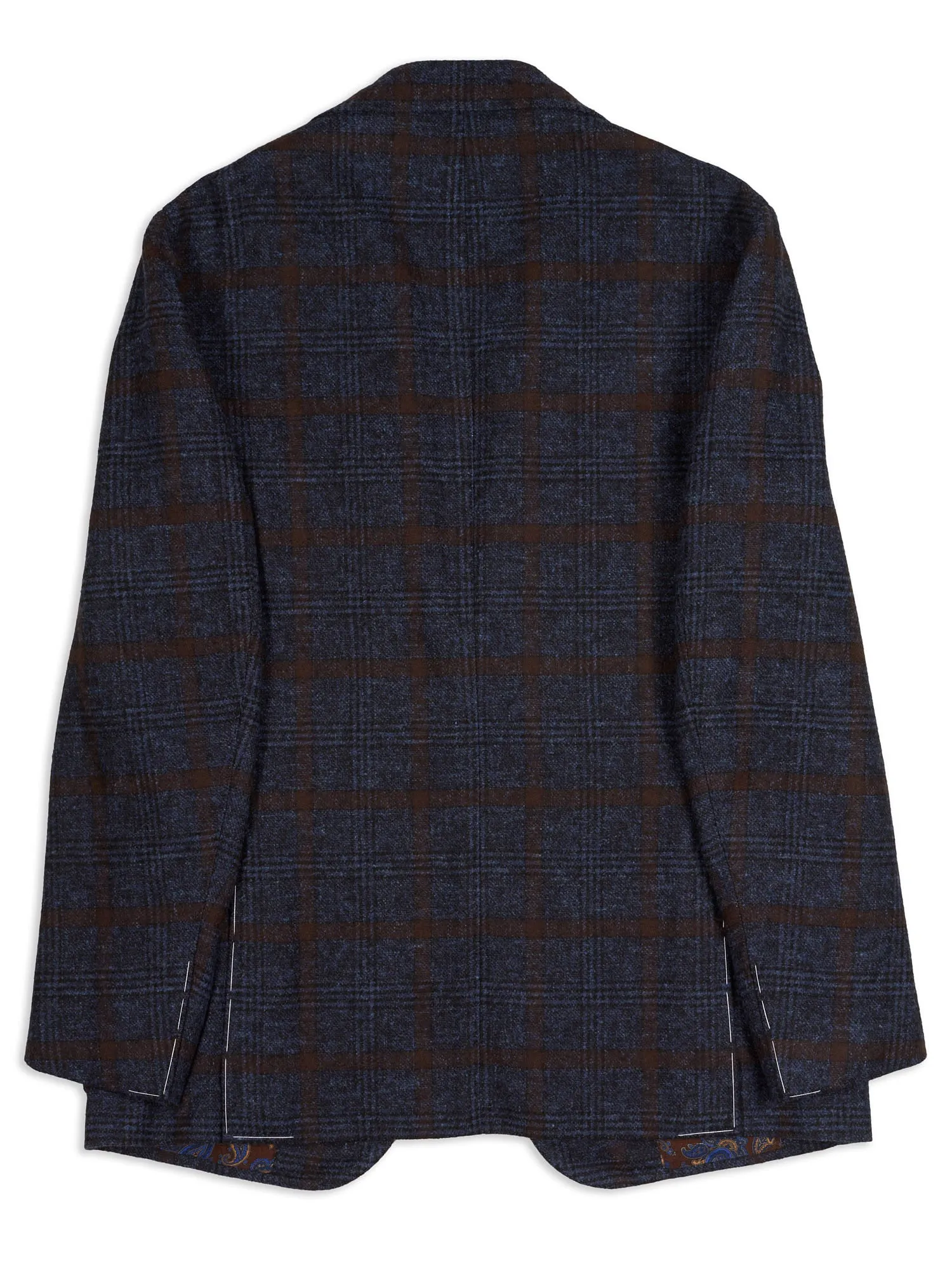 STILE LATINO Handmade Blue Windsor Plaid Flannel Alpaca-Cotton Suit NEW Fausto