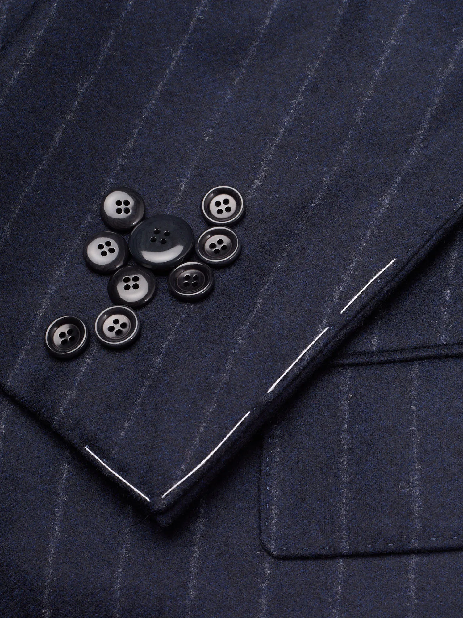 STILE LATINO Handmade Navy Chalk Stripe Wool Flannel Suit EU 54 NEW US 44 Vincenzo