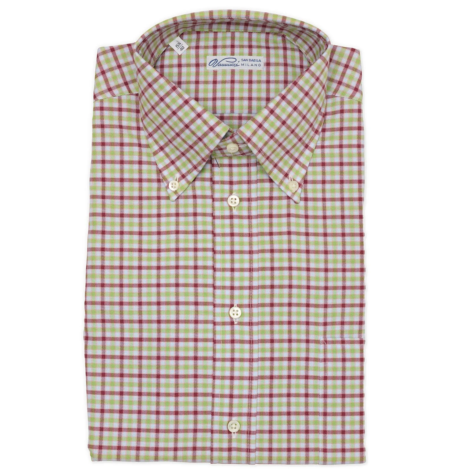 VANNUCCI Milano Multi-Color Plaid Cotton Button-Down Dress Shirt EU 40 NEW US 15.75